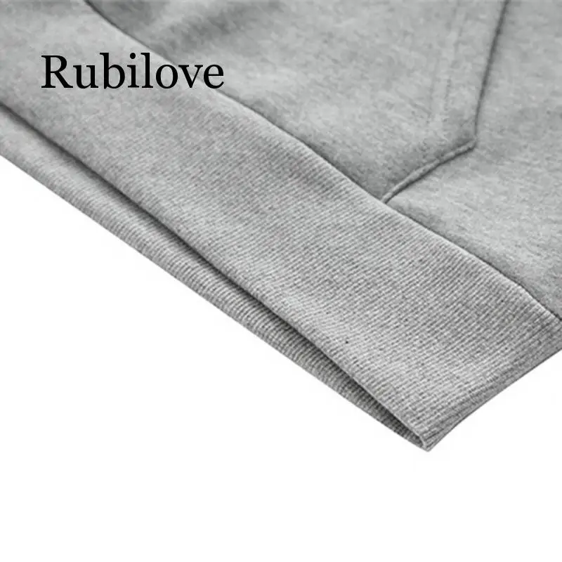 

Rubilove New Fashion winter Casual women Hoodies Fur Collar Sweatshirts long sleeve Light Gray Pullovers loose Hooded Female