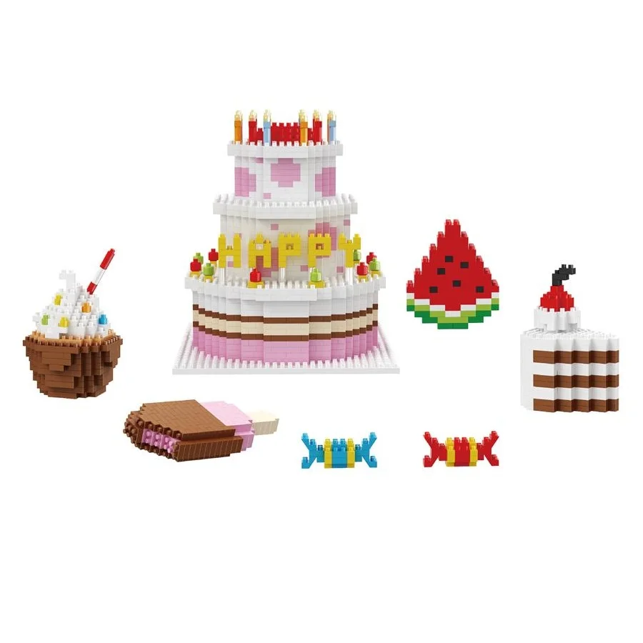 Милый торт на день рождения мини блоки пищевые чипсы модель строительные игрушки
