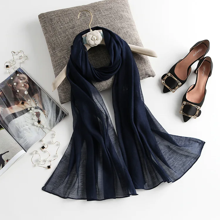 

Women New Solid Colo Wraps Thin Long Scarf with Tassel Casual Lady Winter Female Shawl Black