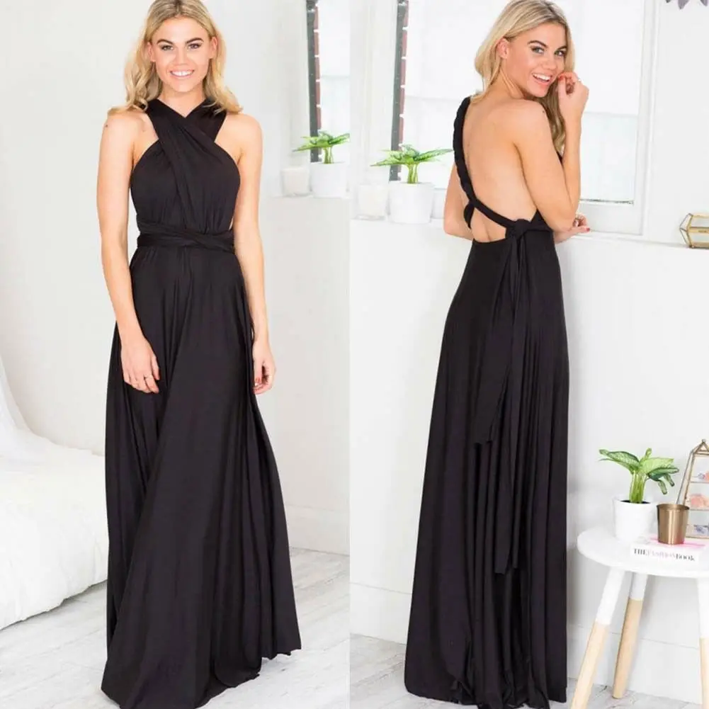Женское длинное вечернее платье-трансформер элегантное платье макси с глубоким