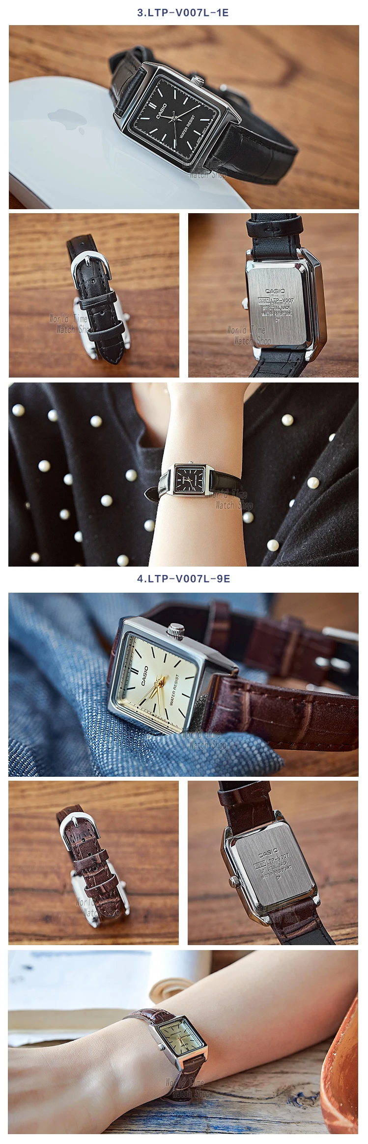 Casio Watch Часы женские роскошные брендовые аналоговые Кожаные квадратные циферблат женские наручные часы женские кварцевые наручные часы Mulher LTP-V007