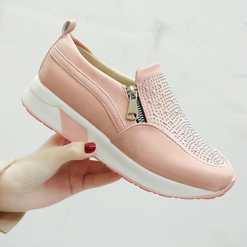 Женская обувь на плоской подошве с кристаллами Кожаные Замшевые Мокасины