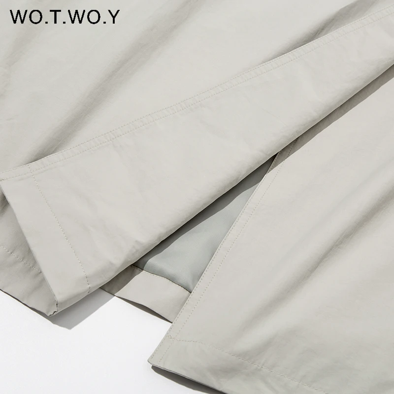 

WOTWOY Autumn Winter Loose Belted Trench Coat Women High Waist Spliced Long Jacket Female Casual Outerwear 2021 Grey Windbreaker