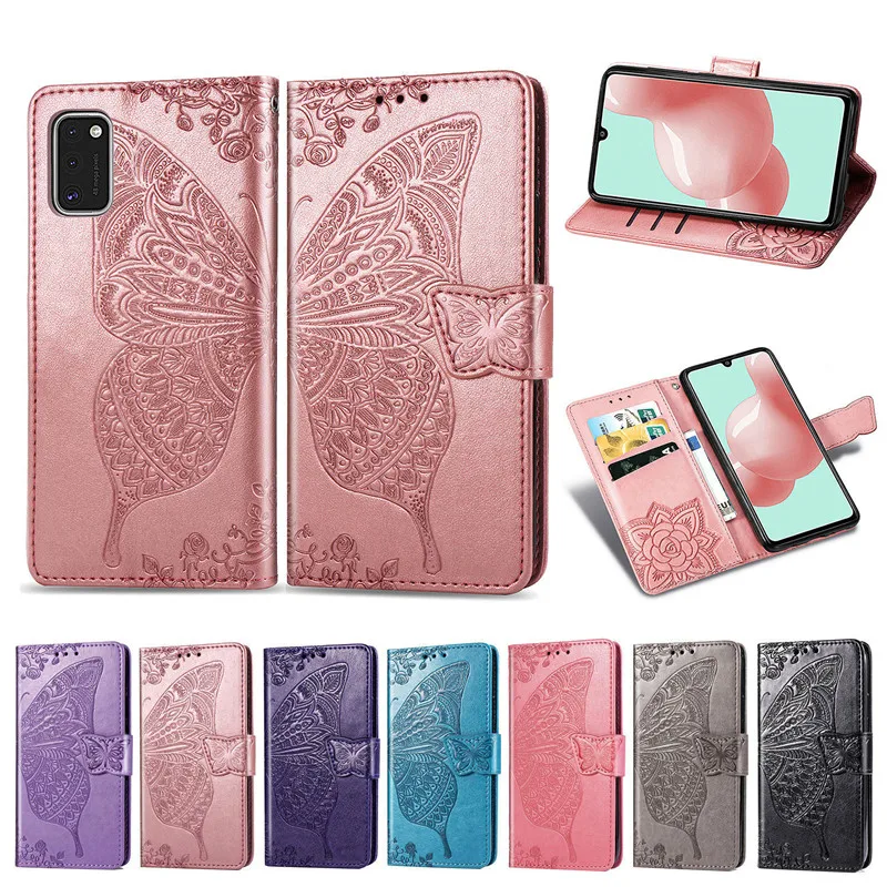 Кожаный чехол книжка с бабочками для Samsung Galaxy A01 A11 A21 A31 A41 A51 A71 A81 A91 M21 M31 бумажник