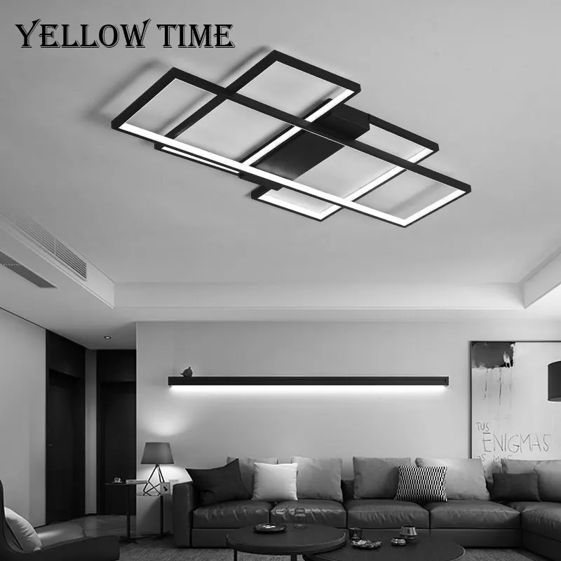 Plafonnier Led au design moderne, disponible en noir et en blanc, luminaire décoratif de plafond, idéal pour un salon, une salle à manger ou une cuisine
