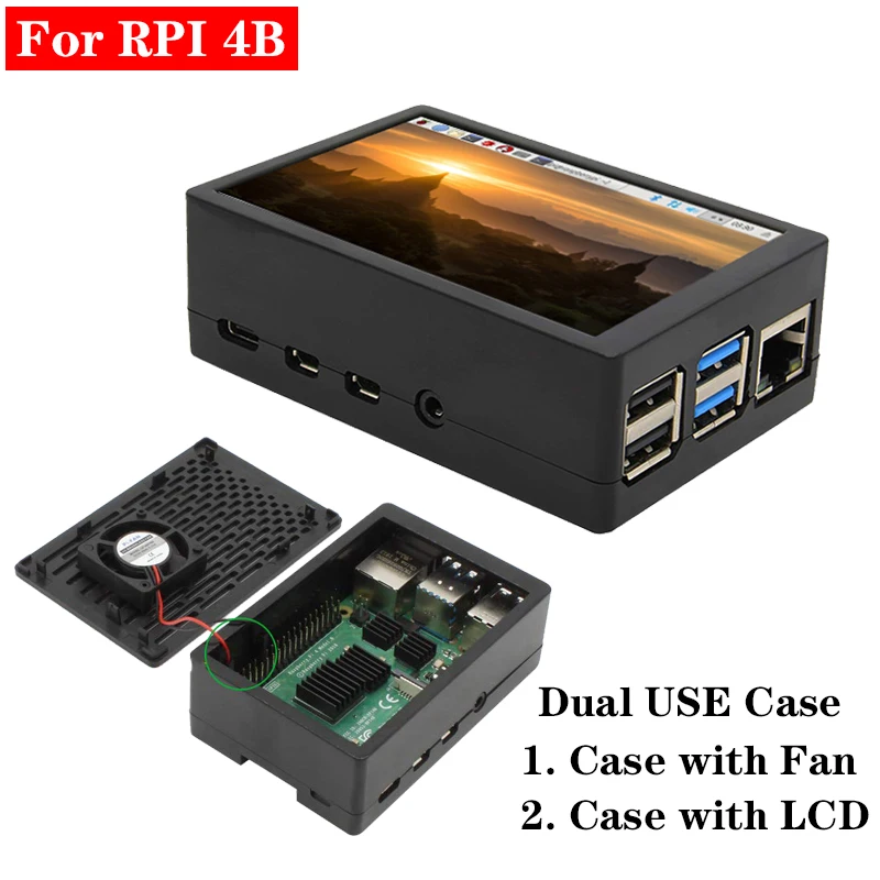 Raspberry Pi 4 корпус ABS Корпус Корпуса+ 3,5 дюймов TFT сенсорный экран ЖК-дисплей или крутой вентилятор охладитель для Raspberry Pi 4 Режим B