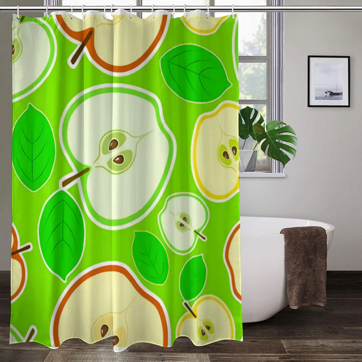 

Тропическая занавеска для душа с зелеными растениями, листьями, пальмами, кактусами, s, занавеска для ванной, Frabic, водонепроницаемая занавес...