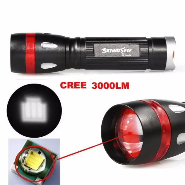 

3000 Lumens 3 Modes-cree Xml T6 Led 18650 Flashlight Torch Lamp Light Outdoor Zoomable Bicycle Light Travel Hunting Tools New