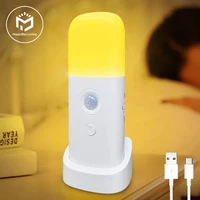 led usb rechargeable motion sensor night light warm white night lamp for bedroom kitchen cabinet light staircase backlight