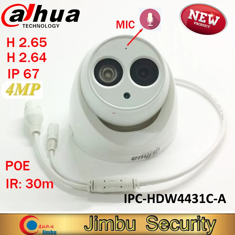 

Dahua 4MP IP camera IPC-HDW4431C-A IR30M H.265 Full HD Built-in-MIC cctv camera multiple language POE infrared camera