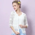 женские топы  летняя женская блузка  blusa Новинка 2019, большой размер, кардиган, черный, белый, вязаный крючком, Ультрамодная блузка с кружевными вставками, рубашка  3F