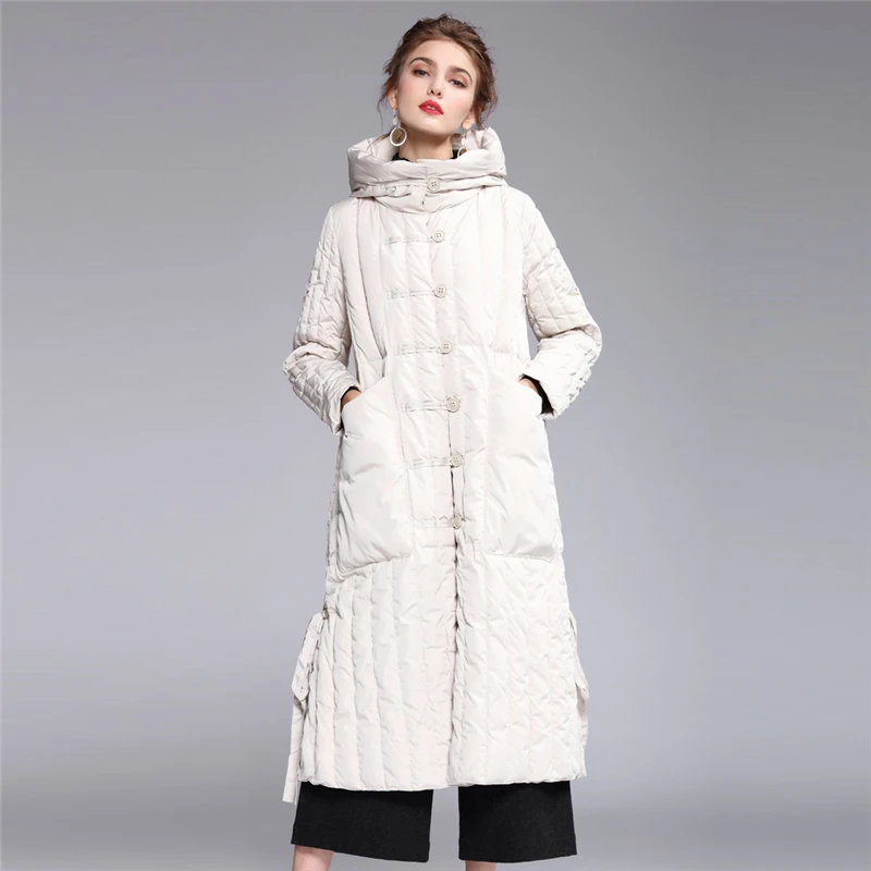 2019 Осень Зима Новая мода сплошной цвет женский пуховик с длинным рукавом