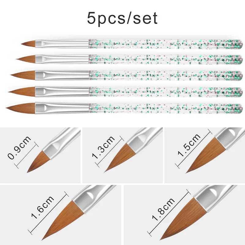 5 шт. набор кистей для дизайна ногтей плоская ручка рисования советы пылечистка