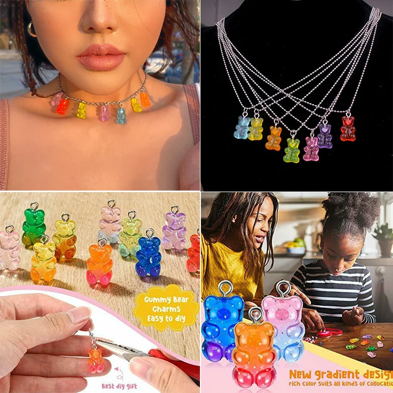 Прозрачные подвески-Мишки из смолы милые Мультяшные гелевые медведи Фурнитура