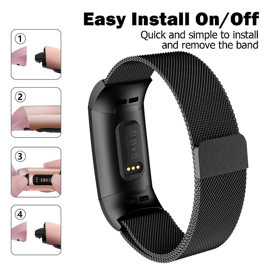 Ремешок для умных часов металлический ремешок из нержавеющей стали Fitbit Charge 3