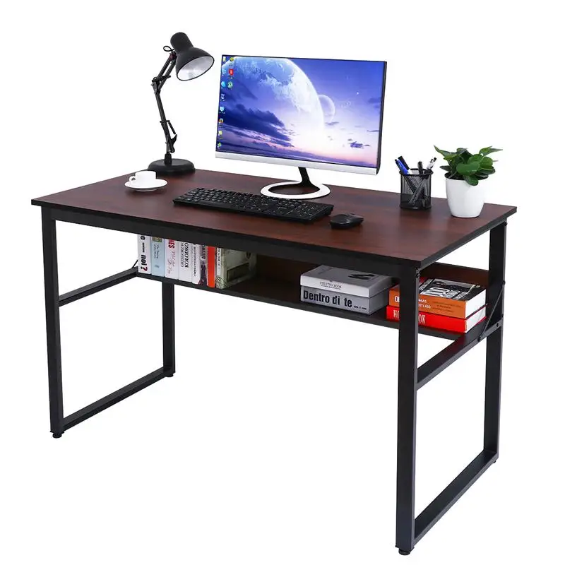 

HOMEMAXS Computer Desk with Bookshelf Simple Morden Style Writing Desk with Metal Legs Writing Laptop Table for Office