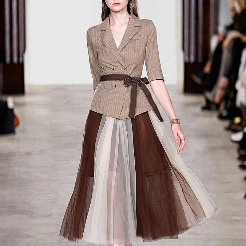 Осенний комплект из блейзера и юбки женский элегантный блейзер с коротким