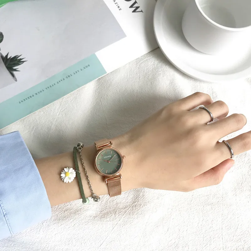 

Exquisite Women Retro Watches Fashion Casual Small Ladies Wristwatches Simple Female Quartz Watch With Rose Gold Steel Mesh Band