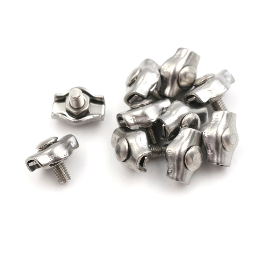 10pcs Stainless Steel Wire Rope Clips Single/Double Grips Cable Clamps M2 M3 M4 M5 M6 For Wires | Канцтовары для офиса и дома