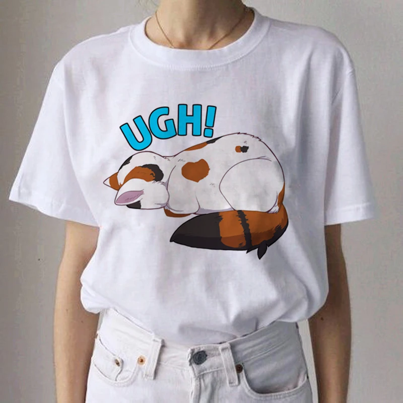 Kawaii Cat забавная мультяшная футболка Женская Harajuku Ullzang Повседневная футболка Милая футболка с принтом 90s Модные эстетические футболки женские