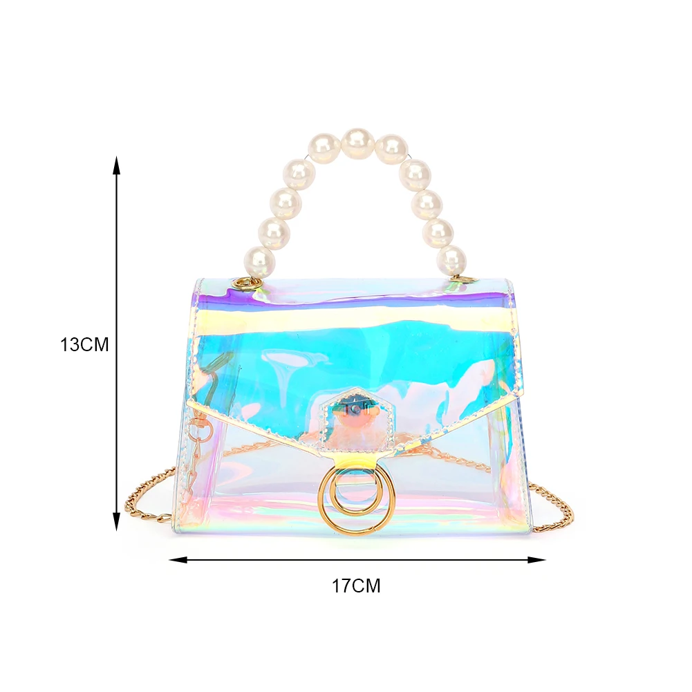 

Youth Ladies Simple Versatile Bag Designer Women Chain PVC Shoulder Crossbody Bag Pearl Clear Messenger Handbags 2021 HOT Sale