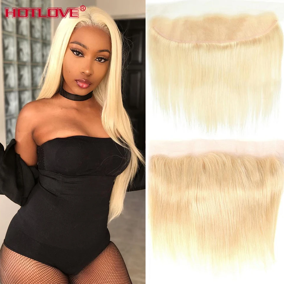 Hotlove 613 Blonde Straight Lace Front Closure 13x4 Lace Frontal Pre Plucked Remy Human Hair Blonde Lace Frontal With Baby Hair