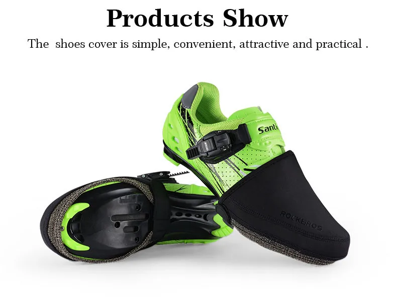 ROCKBROS Fahrradschuhüberzug für den Winter, winddicht, abriebfest, warm halten, halber Überschuhe, MTB, Rennrad, Überschuhe – Detail 10