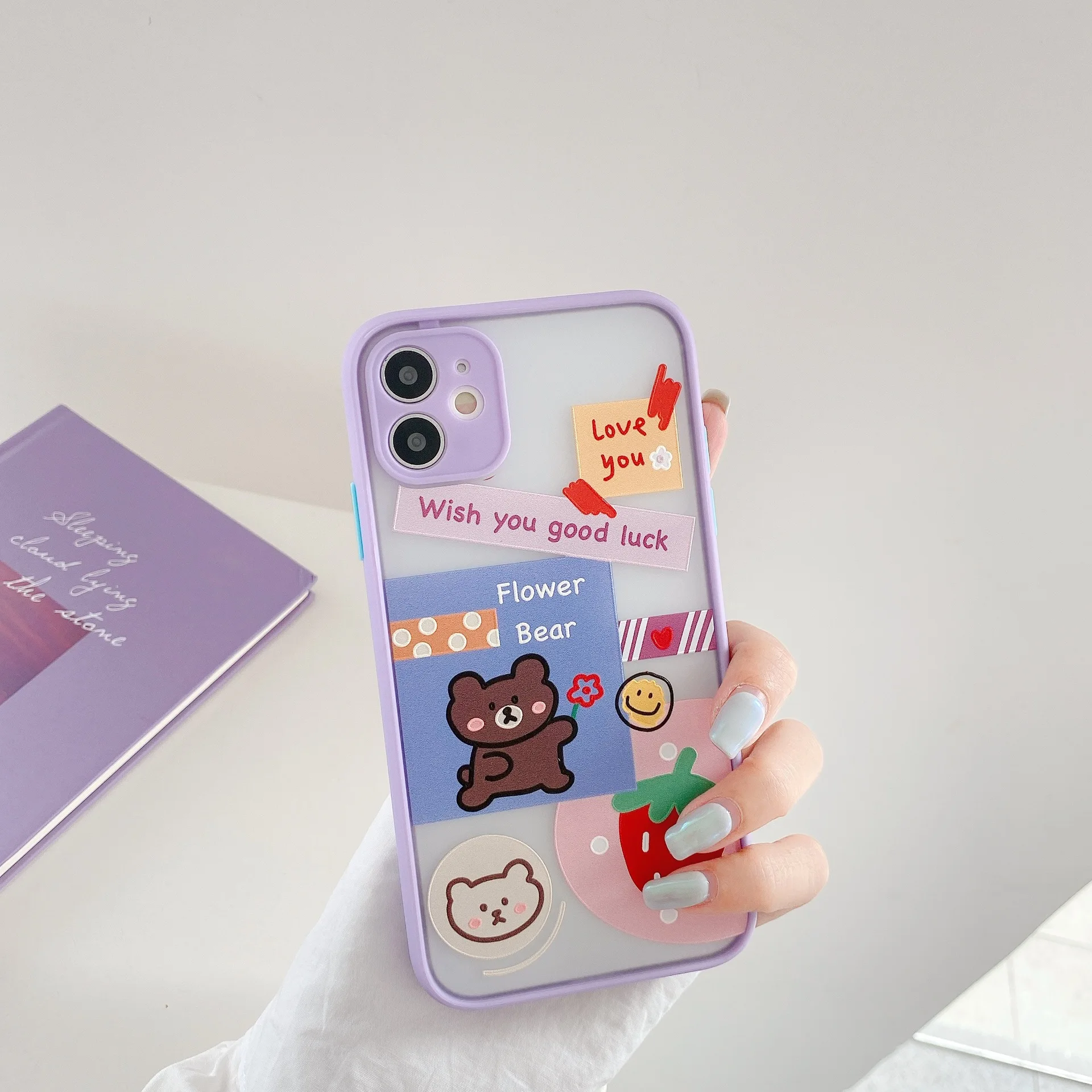 

Sweet cherry bear couple Phone Case For iPhone 11 Pro Max case Cute Silicone cover for iPhone XS MAX XR X 6 7 8 Plus 7Plus Case