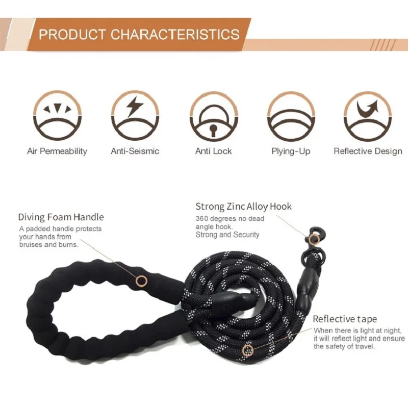 Бесплатная доставка Светоотражающий Поводок для больших собак нейлоновая