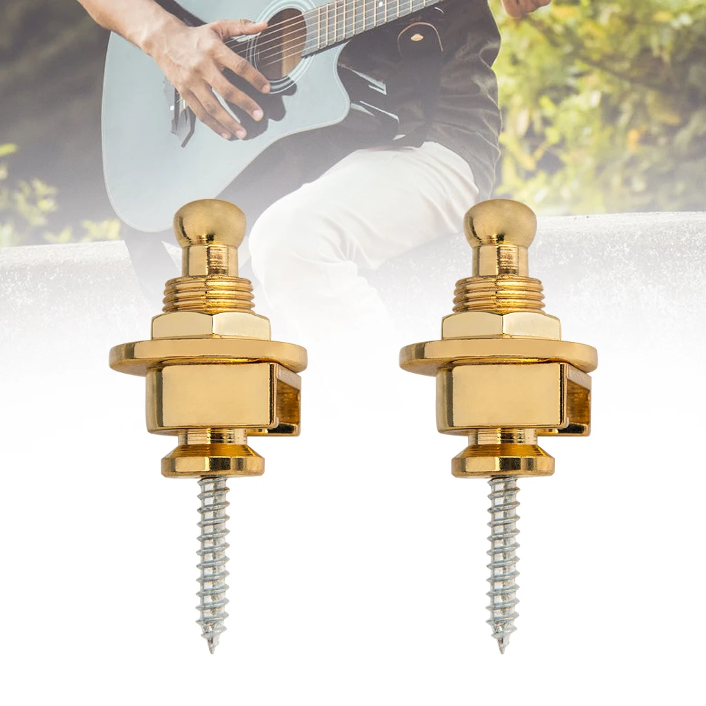 

2pcs/set Electric Guitar Bass Pins Strap Button Strap Lock Quick Release Round Head Guitar Strap Locks Easy To Install