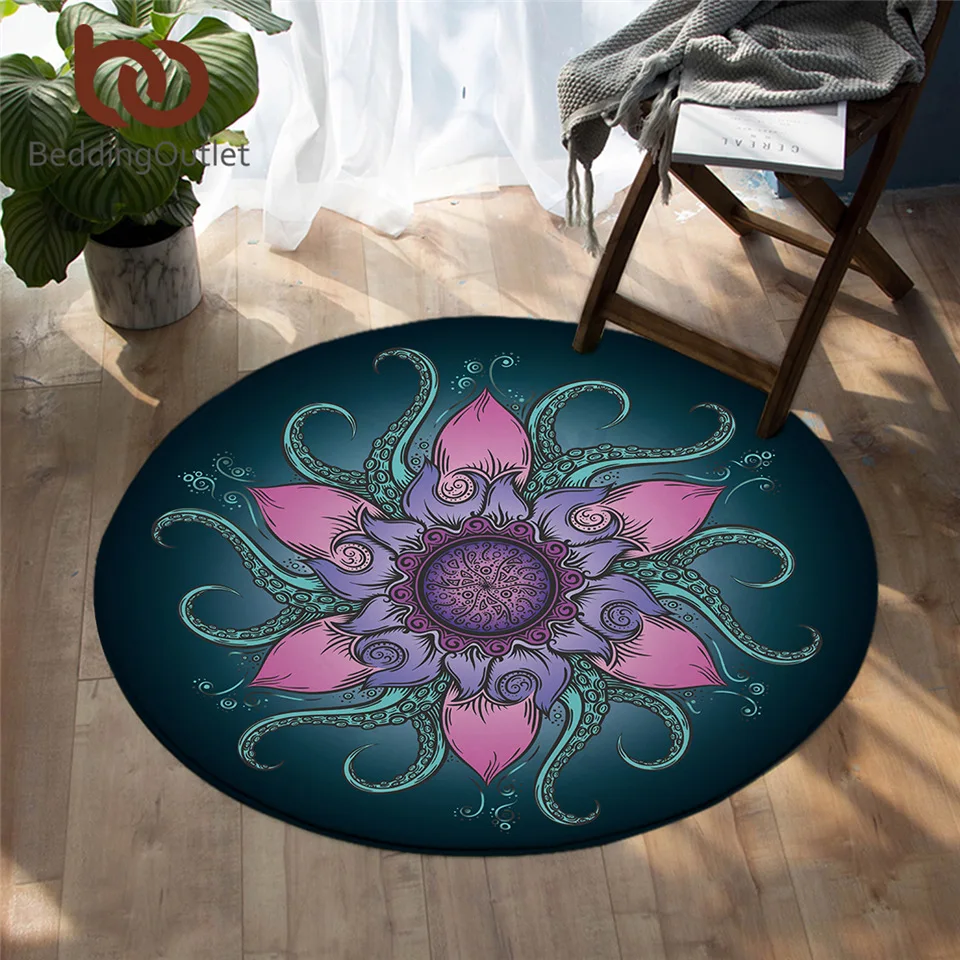 Коврик BeddingOutlet в виде осьминога нескользящий круглый коврик для спальни коврики