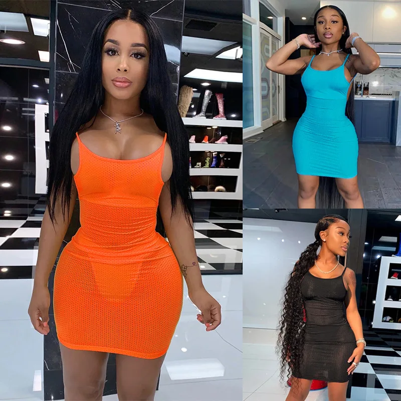 

Соблазнительное однотонное облегающее платье с открытой спиной, Летнее мини-платье на бретелях с открытой спиной, новинка 2021, одежда для по...