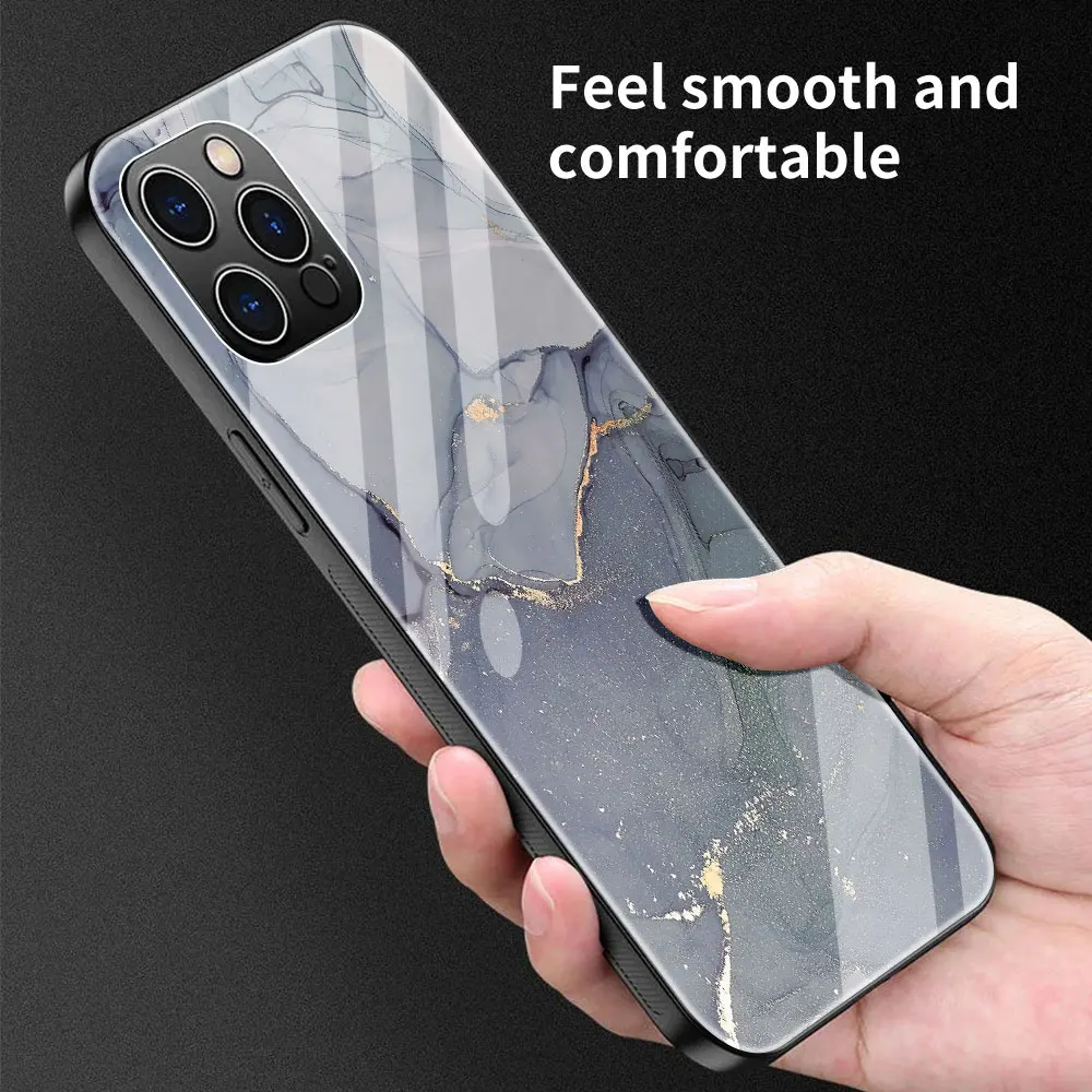 

Tempered Glass Case Coque For iPhone 12 Mini 11 Pro XR XS Max X 7 8 6 6S Plus SE 2020 Back Cover Fundas Vintage Marble Housing