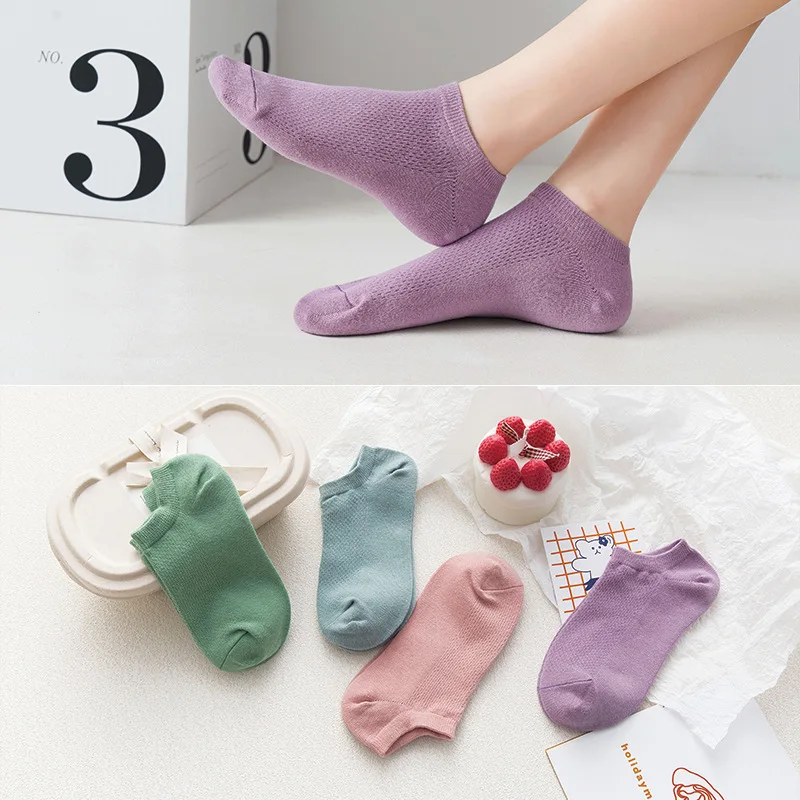 Носки лодочки женские тонкие дышащие сетчатые однотонные повседневные Короткие