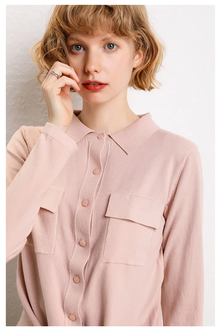 

2020 Autumn New Soft Comfortable Cashmere Cardigan Turn-down Collar Button Cardigan High Elastic Women Sweater B88