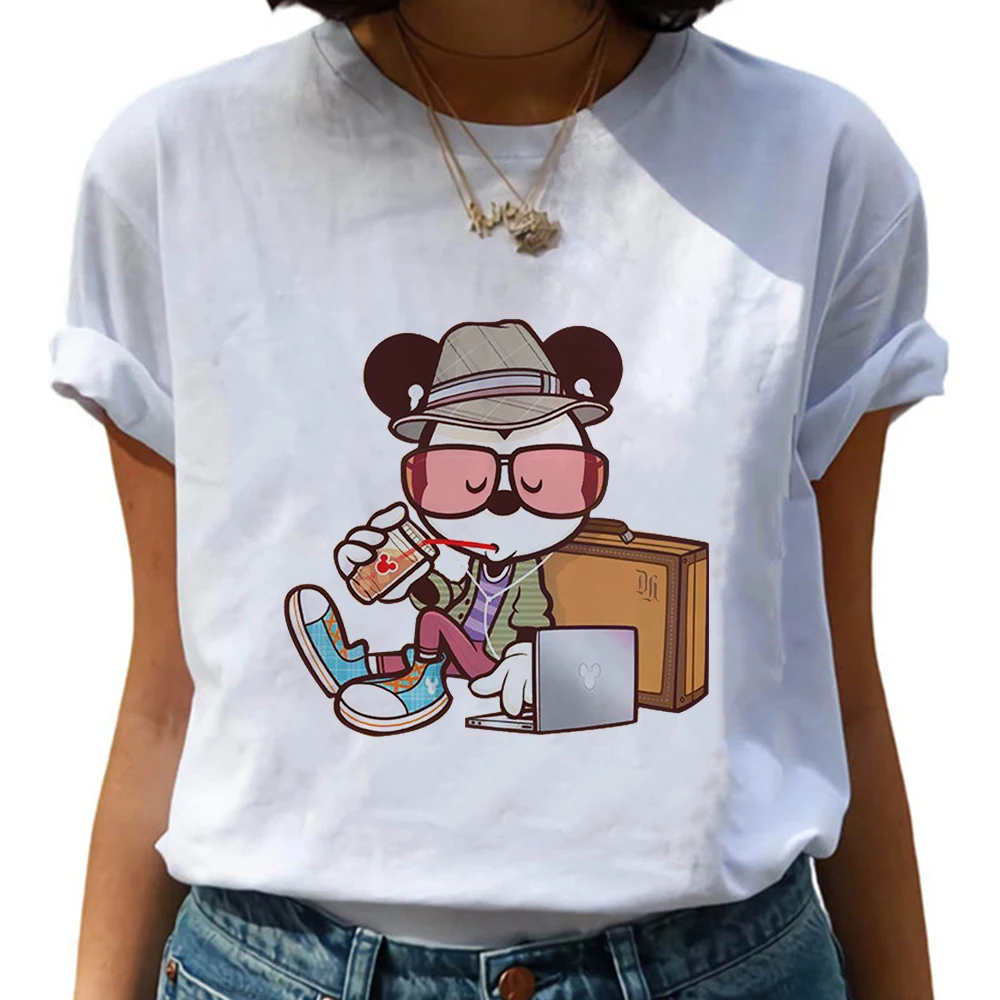 Disney Fashion Cute Daisy Duck Cartoon Print Casual Women T-Shirt O-Neck Pullover Short Sleeve Loose Tee Top friends t shirt