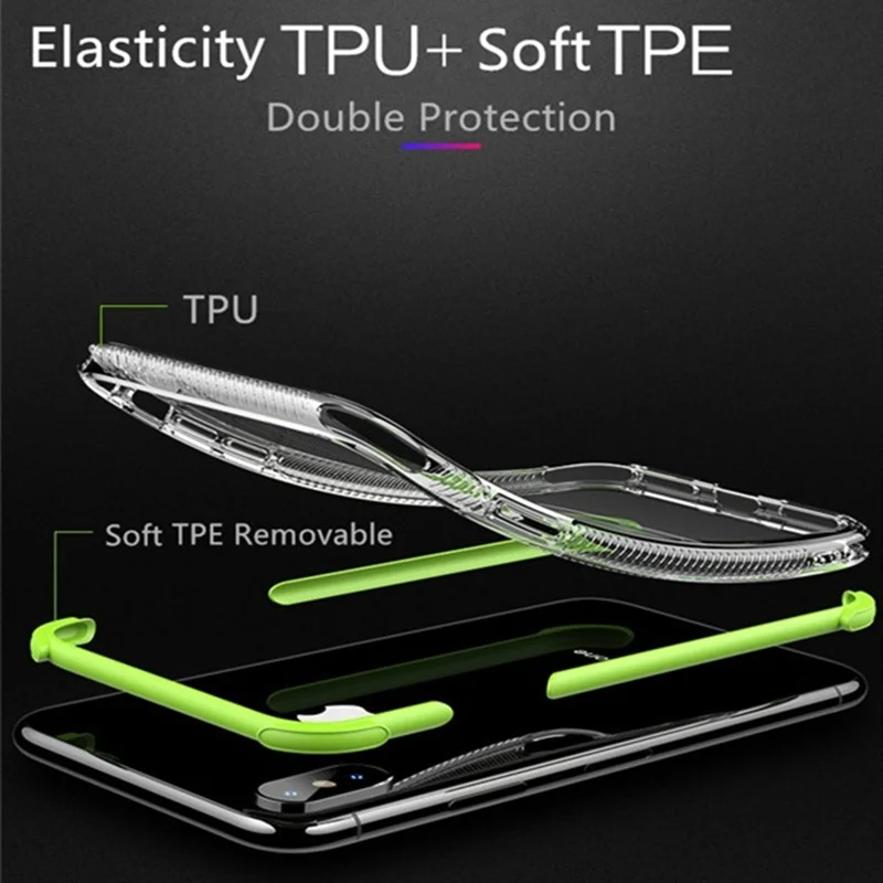 

Shockproof Transparent Mobile Phone Case For iPhone X XR Silicone Case On For iPhone XS Max 7 8 Plus Lens Protection Back Cover