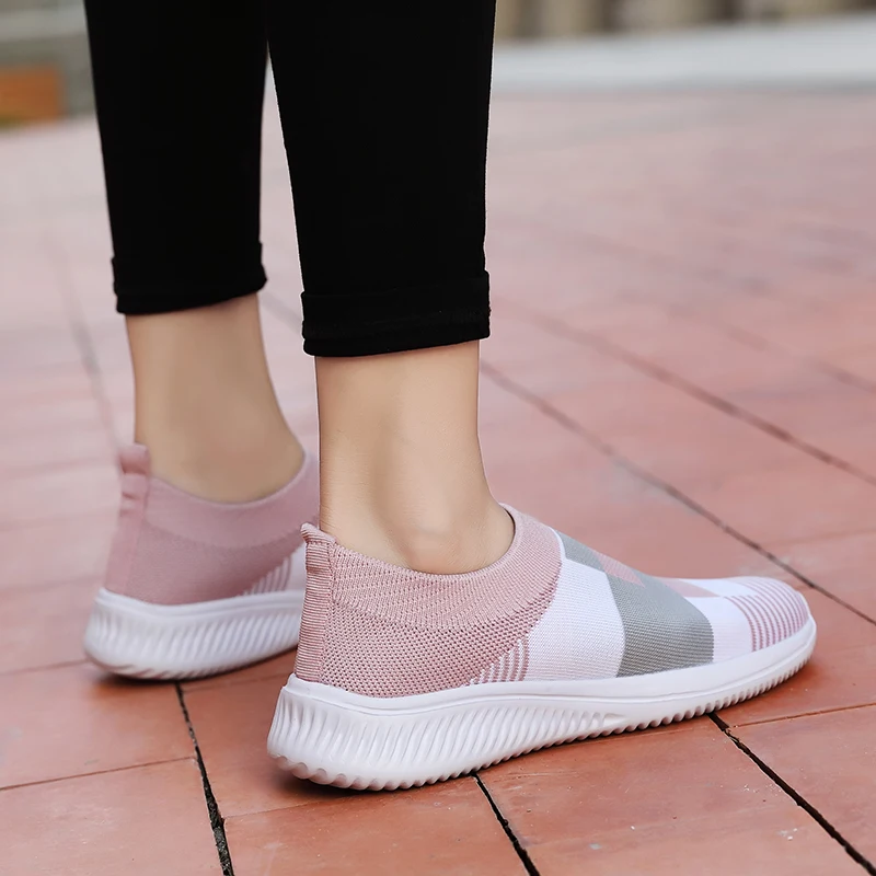 

Sneakers Women Sock Shoes Woman Knitting Plus Size 43 Fashion Women Casual Shoes Female Mesh Sneakers Flat Tenis Feminino