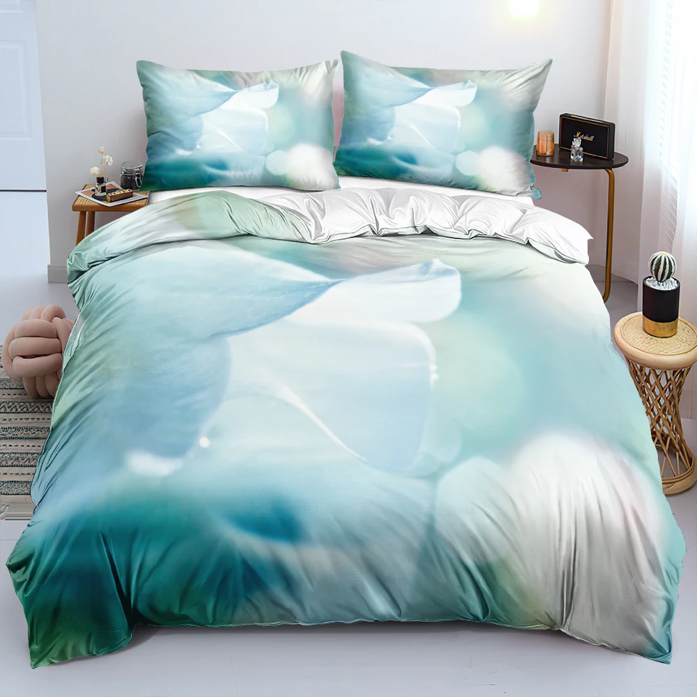 

Blue Beautiful Flower Bed Linen Custom Comforter/Duvet Cover Set Twin Queen King Size 140x210cm Bedding Set for Girls Adults