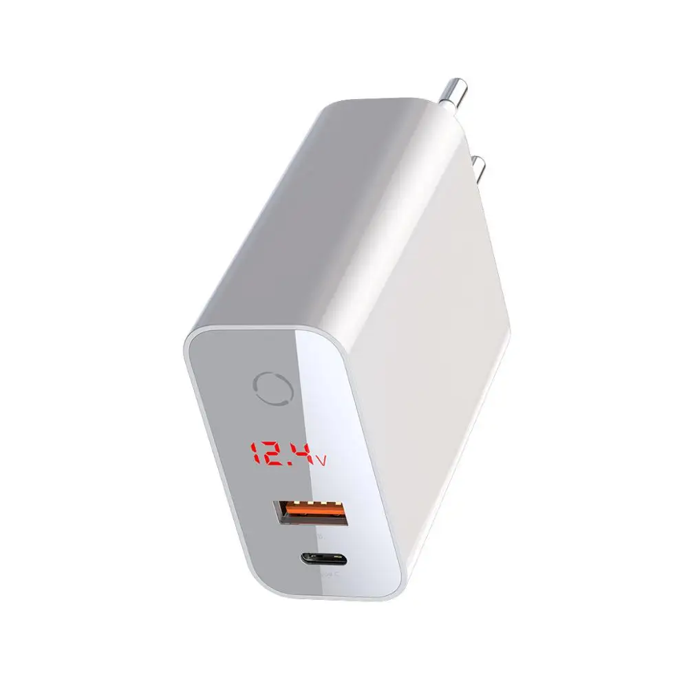 Baseus 45 Вт ЖК-дисплей USB зарядное устройство с быстрой зарядкой 4,0 3,0 для Redmi Note 7 QC3.0 PD быстрое зарядное устройство для телефона для iPhone 11 Pro Max - Тип штекера: QC4.0 Charger White