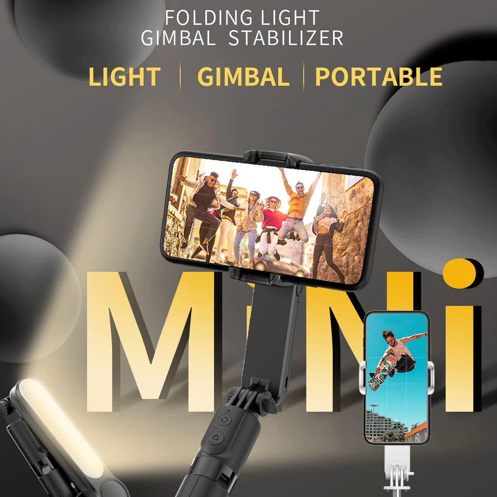 

Wireless Bluetooth Handheld Gimbal Stabilizer Mobile Phone Selfie Stick tripod with fill light shutter for IOS Android