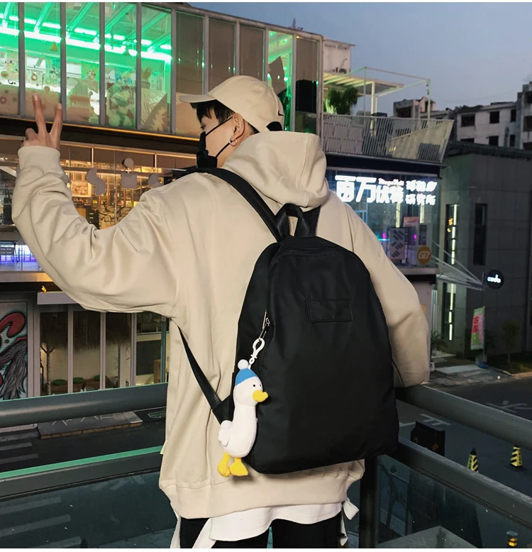 

PB2533 Solid color nylon school bag men and women lightweight backpack