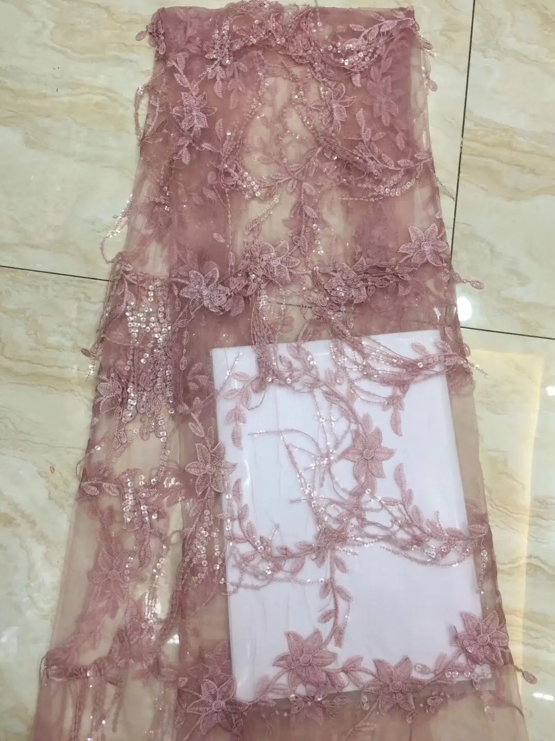 Французская кружевная ткань светло-синяя Высококачественная Тюлевая Сетка