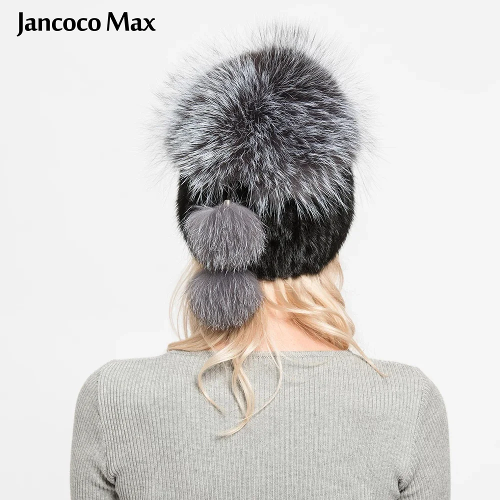 Jancoco Max Новое поступление настоящие норковые меховые шапки бини из меха черно