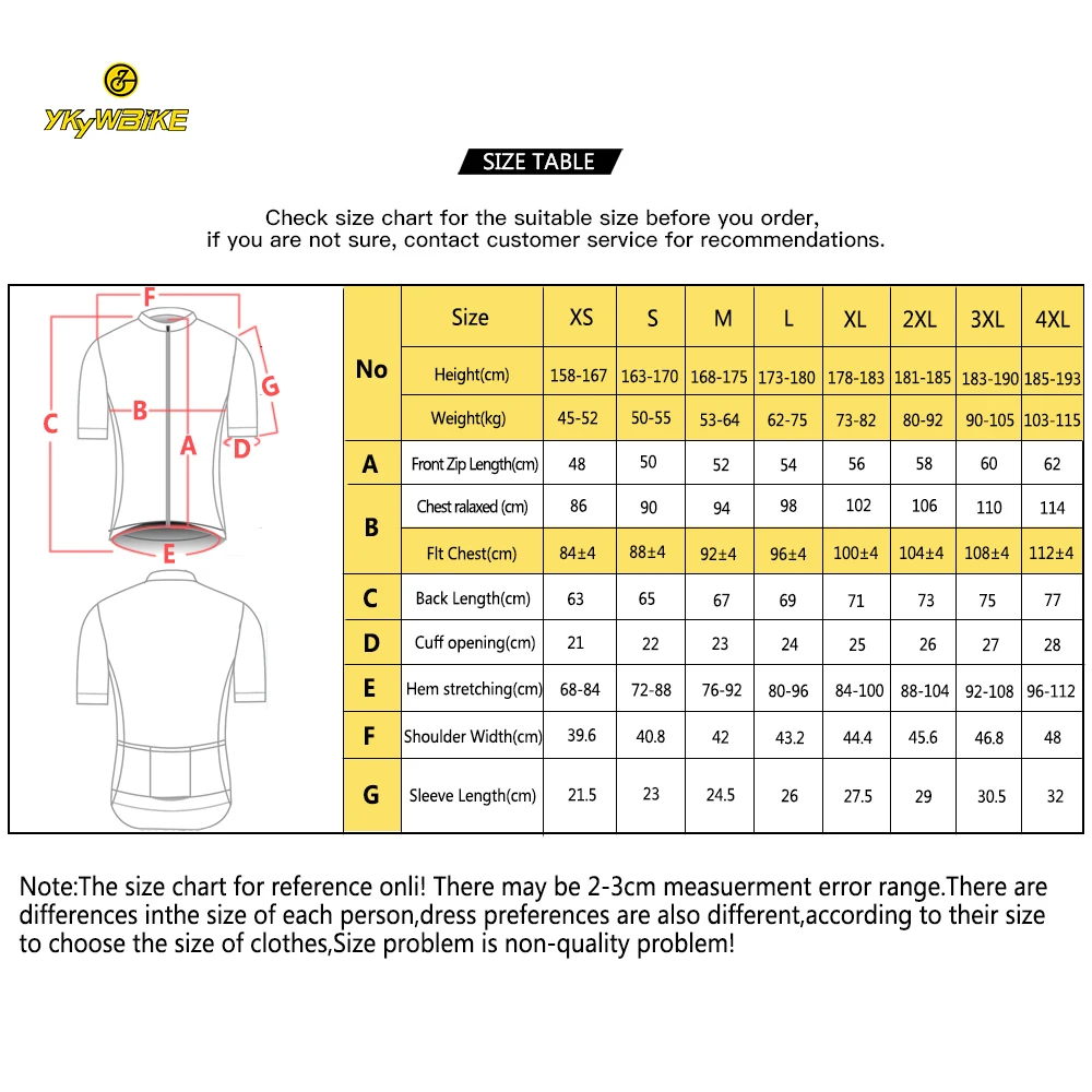 

YKYWBIKE Cycling Men's Jerseys Short Sleeves High Quality Bicycle Clothing Reflective Colorful Sleeves New Fashion Design Jersey