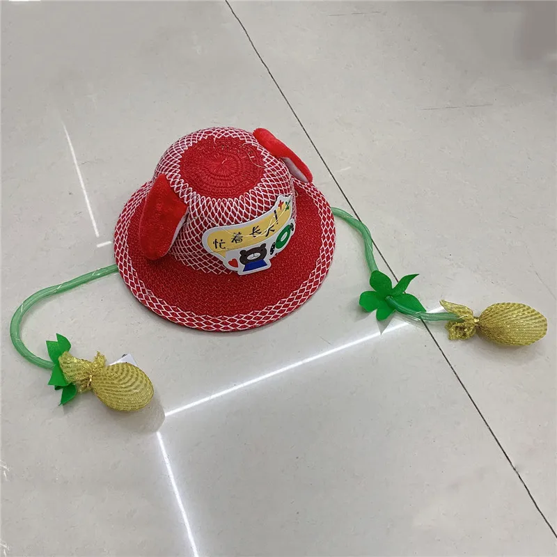 Панама детская с мультяшным рисунком Соломенная пляжная от солнца подушкой