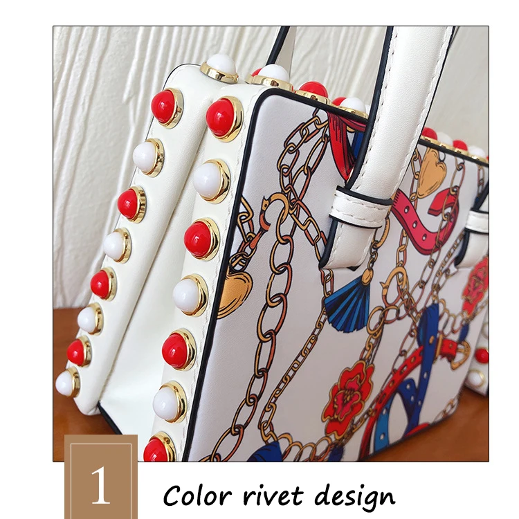 

Rivet Graffiti Character Design Women Fashion Purses and Handbags Casual Totes Female Shoulder Bag Crossbody Bag Designer Bag