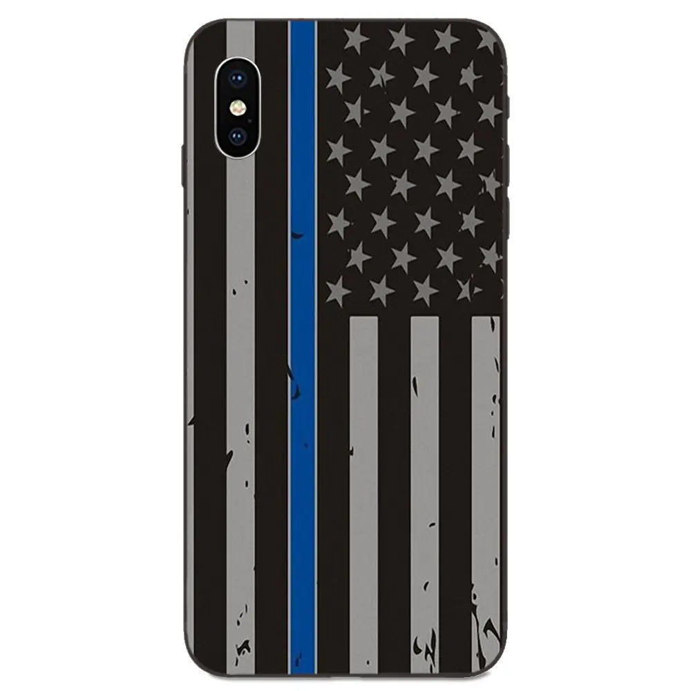 TPU Design Thin Blue Line American Us Flag For Galaxy A8 A9 Star Note 4 8 9 10 S3 S4 S5 S6 S7 S8 S9 S10 Edge Lite Plus Pro G313 | Мобильные