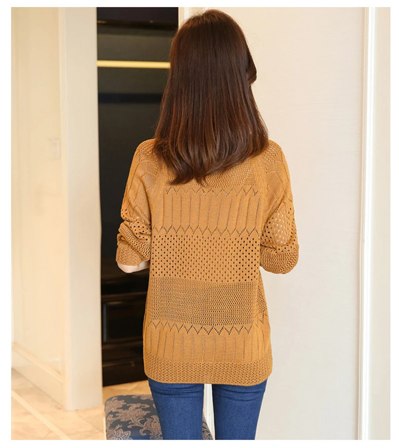 Свитер-пуловер с круглым вырезом ажурный тонкий свитер вышивкой Базовая рубашка