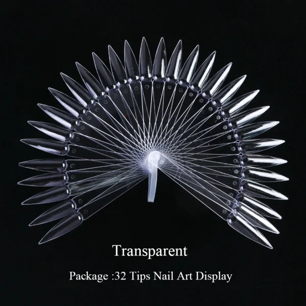 Transparent 32 шт накладные ногти Советы лак гель цветной дисплей веер для ногтей карта Прозрачная натуральная Палитра для ногтей Практика Дисплей инструменты LA1503-2 - Цвет: Transparent